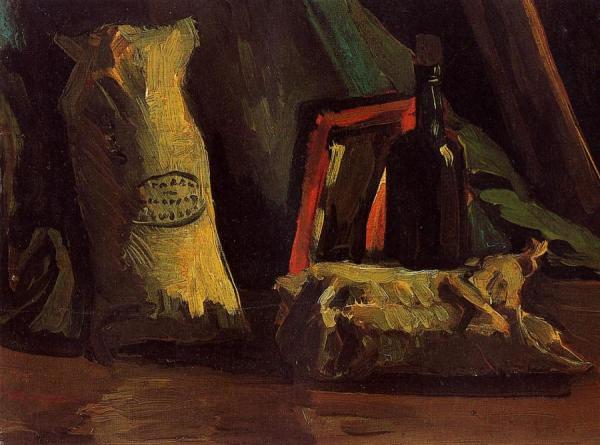 Still Life With Two Sacks And A Bottle by Vincent Van Gogh Oil Painting Reproductions