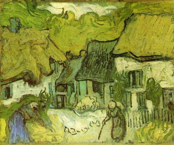 Thatched Cottages In Jorgus by Vincent Van Gogh