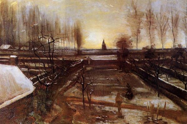 The Parsonage Garden At Nuenen  In The Snow by Vincent Van Gogh Oil Painting Reproductions