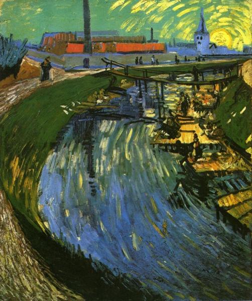 The Roubine Du Roi Canal With Washerwomen by Vincent Van Gogh