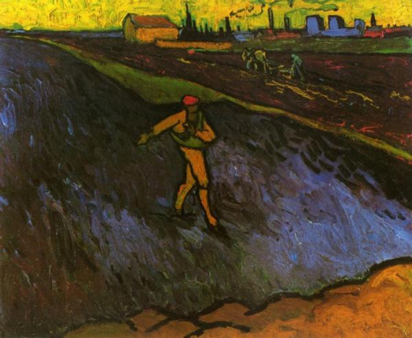 The Sower: Outskirts Of Arles In The Background by Vincent Van Gogh