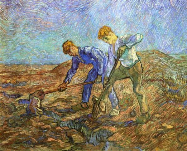 Two Peasants Diging (after Millet) by Vincent Van Gogh Oil Painting Reproductions