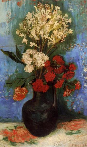 Vase With Carnations And Other Flowers by Vincent Van Gogh