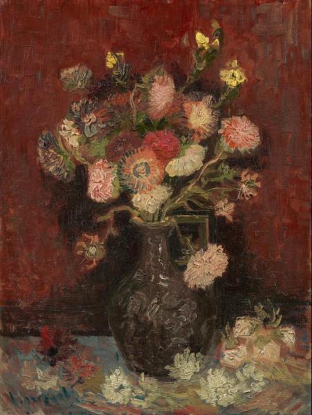 Vase With Chinese Asters And Gladioli by Vincent Van Gogh Oil Painting Reproductions