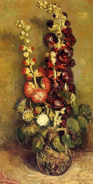 Vase With Holyhocks by Vincent Van Gogh
