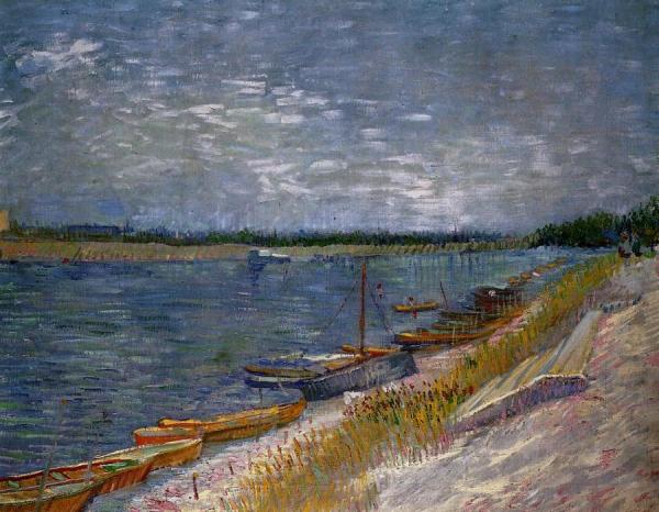 View Of A River With Rowing Boats by Vincent Van Gogh