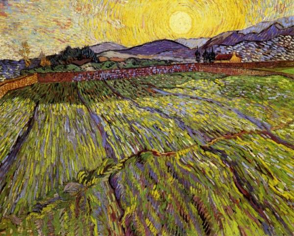 Wheat Field With Rising Sun by Vincent Van Gogh