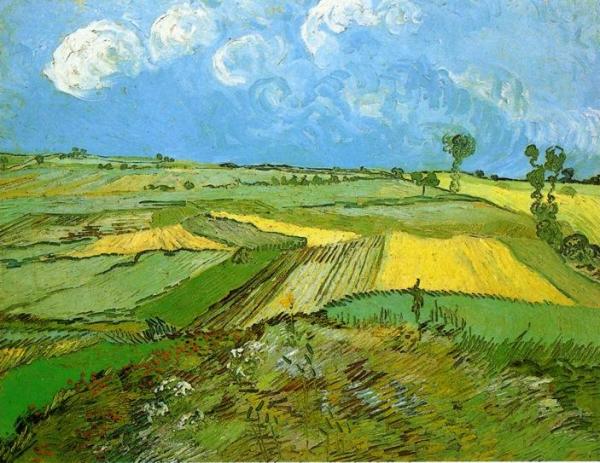 Wheat Fields At Auvers Under A Cloudy Sky by Vincent Van Gogh