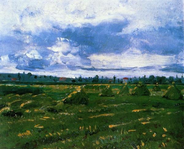 Wheat Fields With Stacks by Vincent Van Gogh