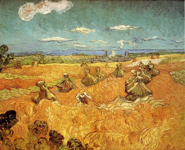 Wheat Stacks With Reaper by Vincent Van Gogh