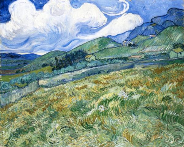 Wheatfield With Mountains In The Background by Vincent Van Gogh