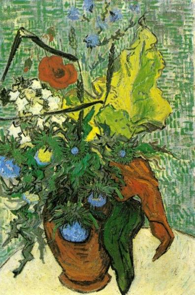 Wild Flowers And Thistles In A Vase by Vincent Van Gogh
