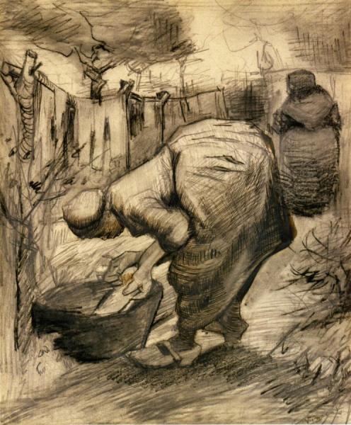 Woman By The Wash Tub In The Garden by Vincent Van Gogh