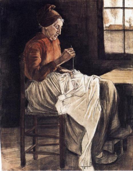 Woman Sewing by Vincent Van Gogh