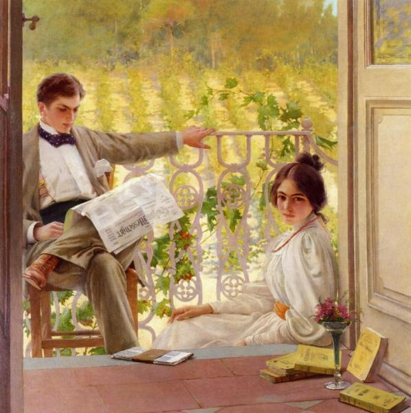 An Afternoono On The Porch by Vittorio Matteo Corcos