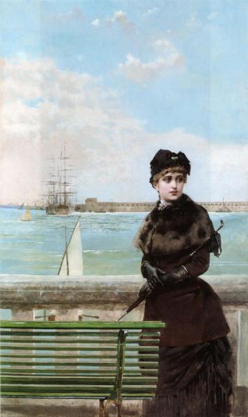 An Elegant Woman At St. Malo by Vittorio Matteo Corcos