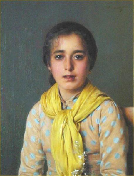 Girl With Yellow Shawl by Vittorio Matteo Corcos