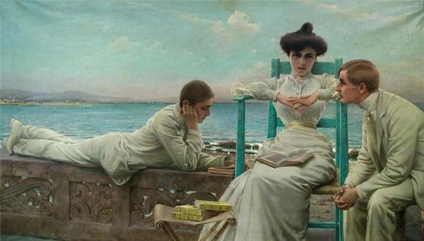 In Lettura Sul Mare by Vittorio Matteo Corcos