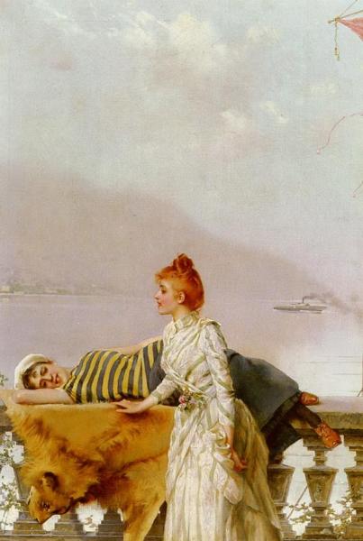 On The Balcony by Vittorio Matteo Corcos Oil Painting Reproductions