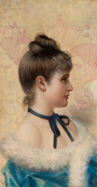 Profile Portrait Of A Young Beauty by Vittorio Matteo Corcos Oil Painting Reproductions