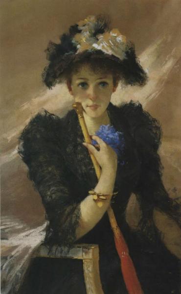 Signora Con Ombrellino by Vittorio Matteo Corcos