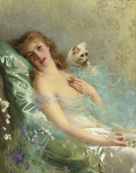 The White Cat by Vittorio Matteo Corcos