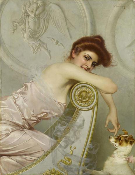 Young Girl With A Dog by Vittorio Matteo Corcos