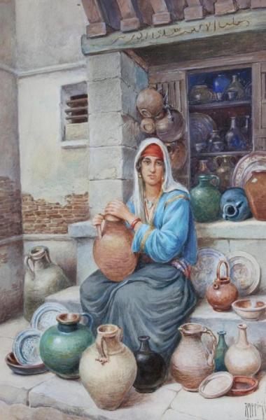 A Pottery Vendor by Vittorio Rappini