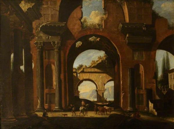 A Capriccio Of Classical Ruins With Figures by Viviano Codazzi