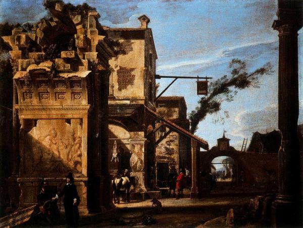 Architectural Fantasy With Lodge by Viviano Codazzi