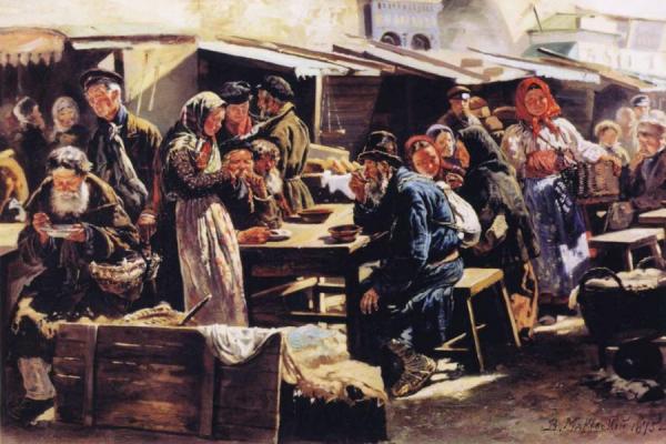 Dinner (farmer's Market In Moscow) by Vladimir Yegorovich Makovsky Oil Painting Reproductions