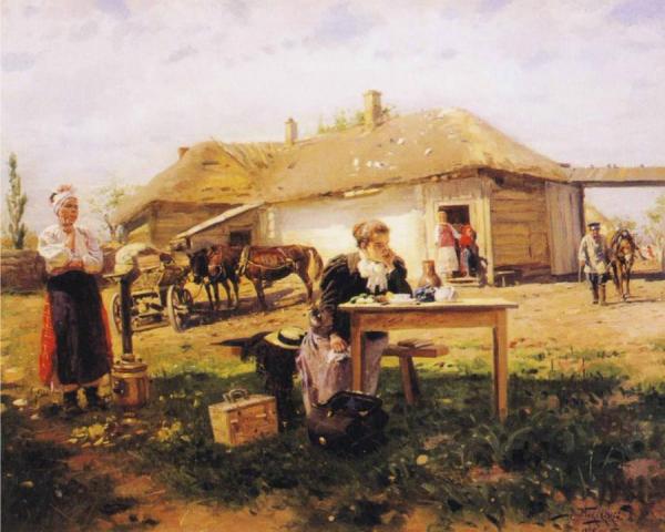 Teacher Visiting A Village by Vladimir Yegorovich Makovsky