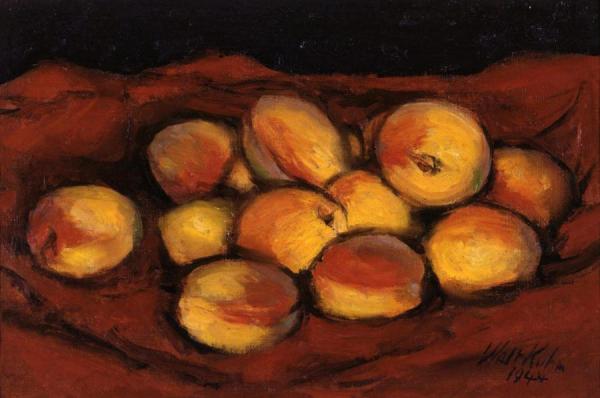 Peaches On Red Cloth by Walt Kuhn