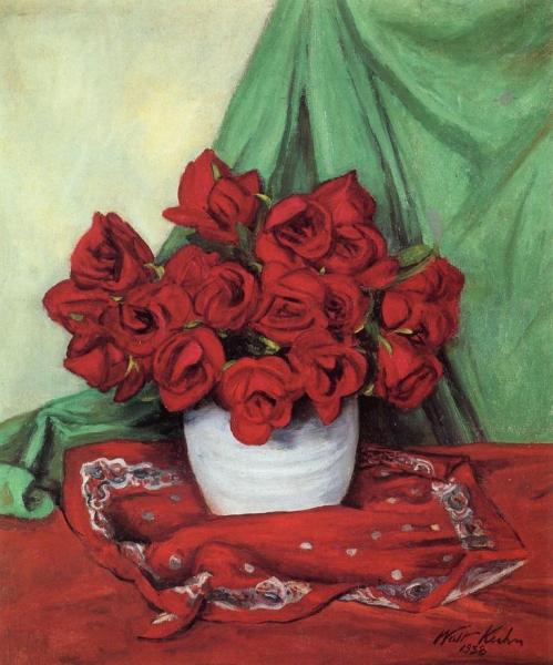 Red Roses With Bandana by Walt Kuhn