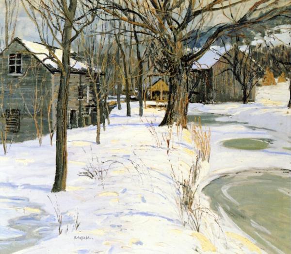 Winter Landscape by Walter Elmer Schofield Oil Painting Reproductions
