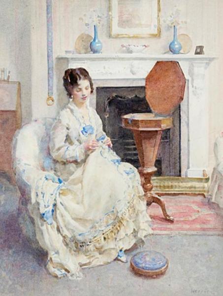 The Sewing Box by Walter Ernest Webster Oil Painting Reproductions