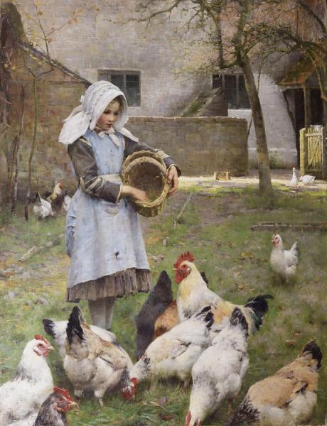 Walter Frederick Osborne Feeding The Chickens