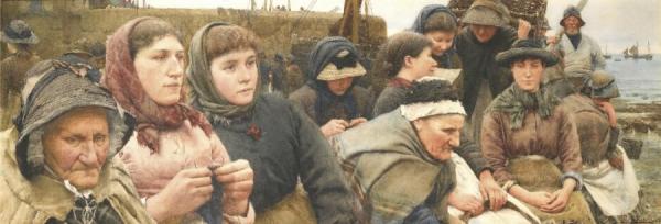 Waiting For The Boats by Walter Langley, R. I.