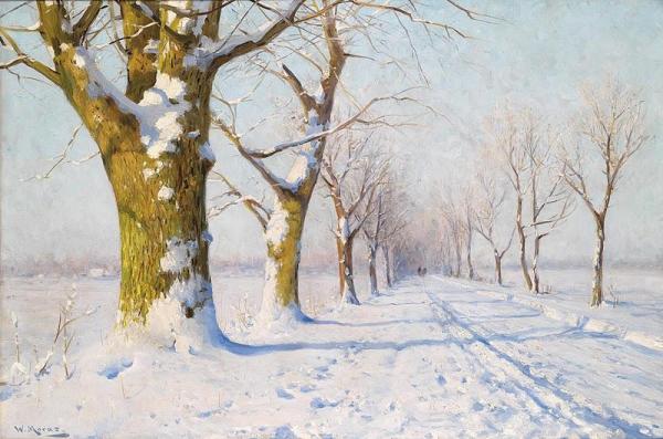 A Sunny Winter's Day by Walter Moras Oil Painting Reproductions