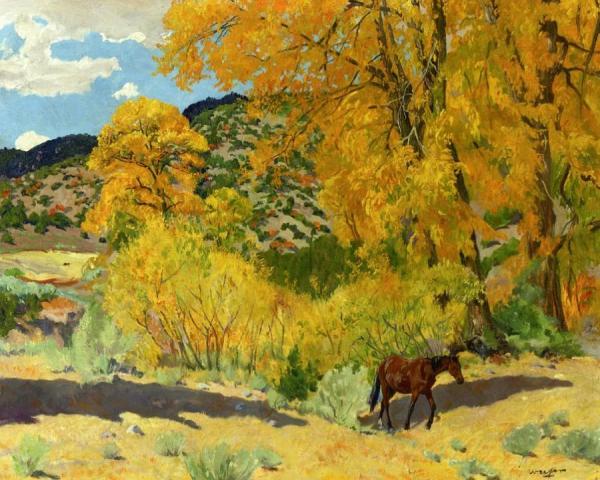 Autumn In Taos Canyon by Walter Ufer