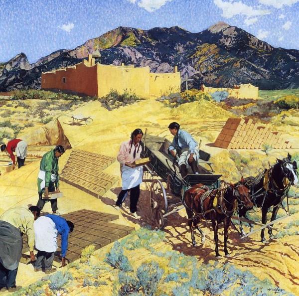 Builders In The Desert by Walter Ufer