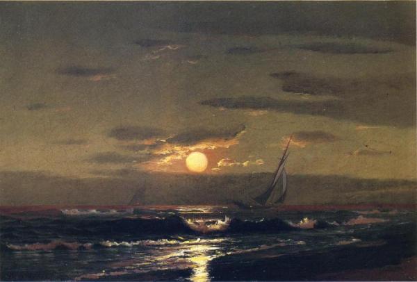 Moonlight Sailing by Warren W. Sheppard Oil Painting Reproductions