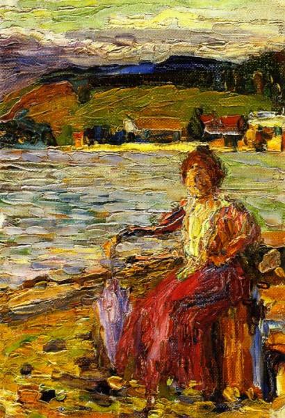 Kochel - Lady Seated By A Lakeside by Wassily Kandinsky