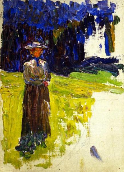 Kochel - Lady Standing By The Forest's Edge by Wassily Kandinsky