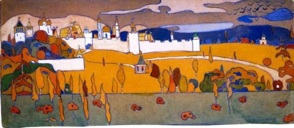 Walled City In Autumn Landscape by Wassily Kandinsky