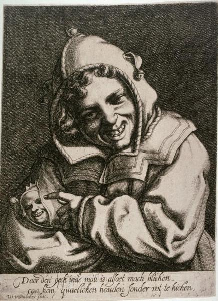 A Fool With A Smaller Fool In His Sleeve by Werner Jacobsz. Van Den Valckert