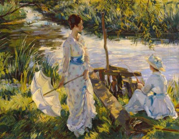 Fishing by Wilfred Gabriel De Glehn