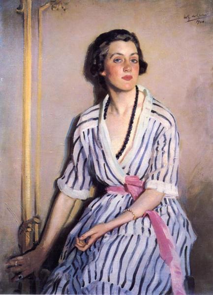 Wilfred Gabriel De Glehn Louie In Striped Dress