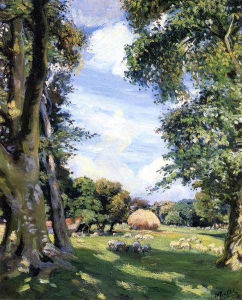 West Burton - Sheep Grazing, England by Wilfred Gabriel De Glehn Oil Painting Reproductions
