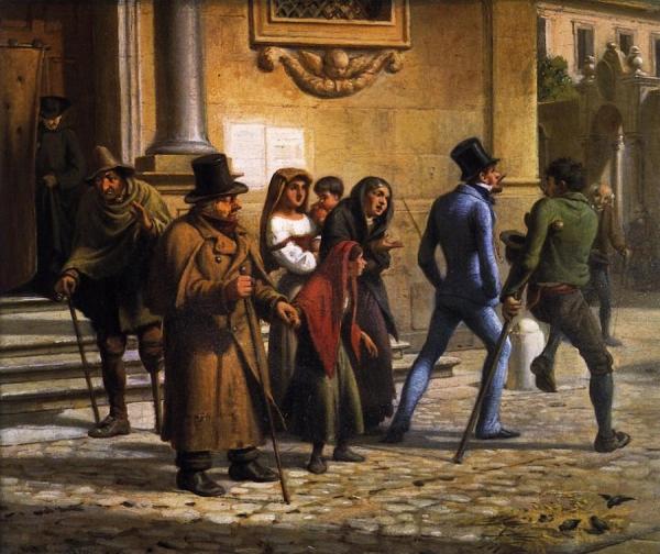 An Englishman Pursued By Beggars In Rome by Wilhelm Marstrand